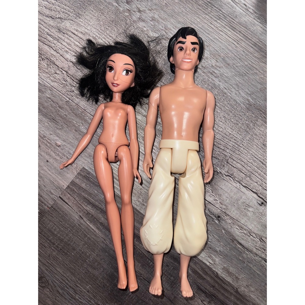 Disney Store Aladdin and Jasmine Doll Set Action Figures Harem Pants Fez Hat